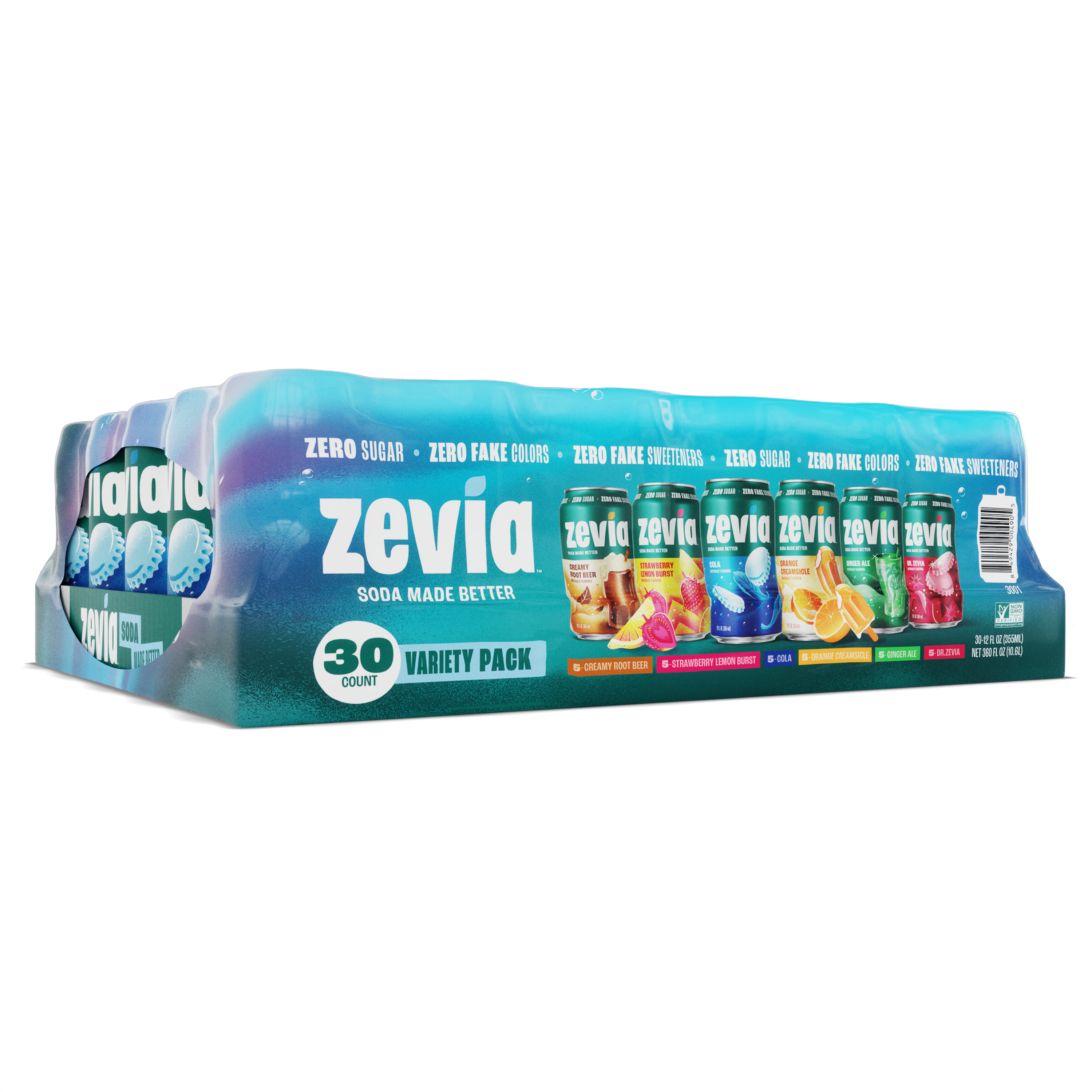 Zevia Soda Variety Pack, 30-count