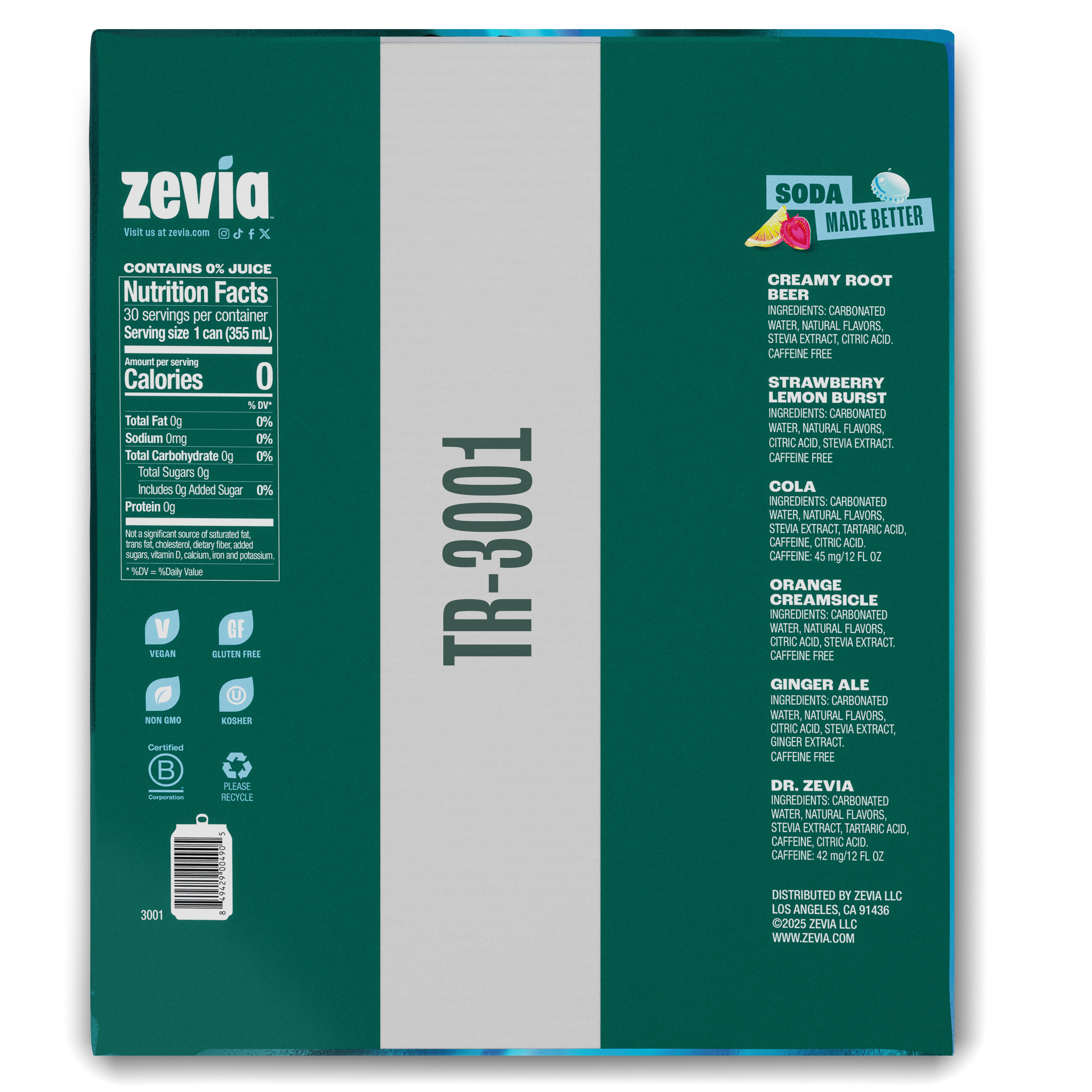 Zevia Soda Variety Pack, 30-count