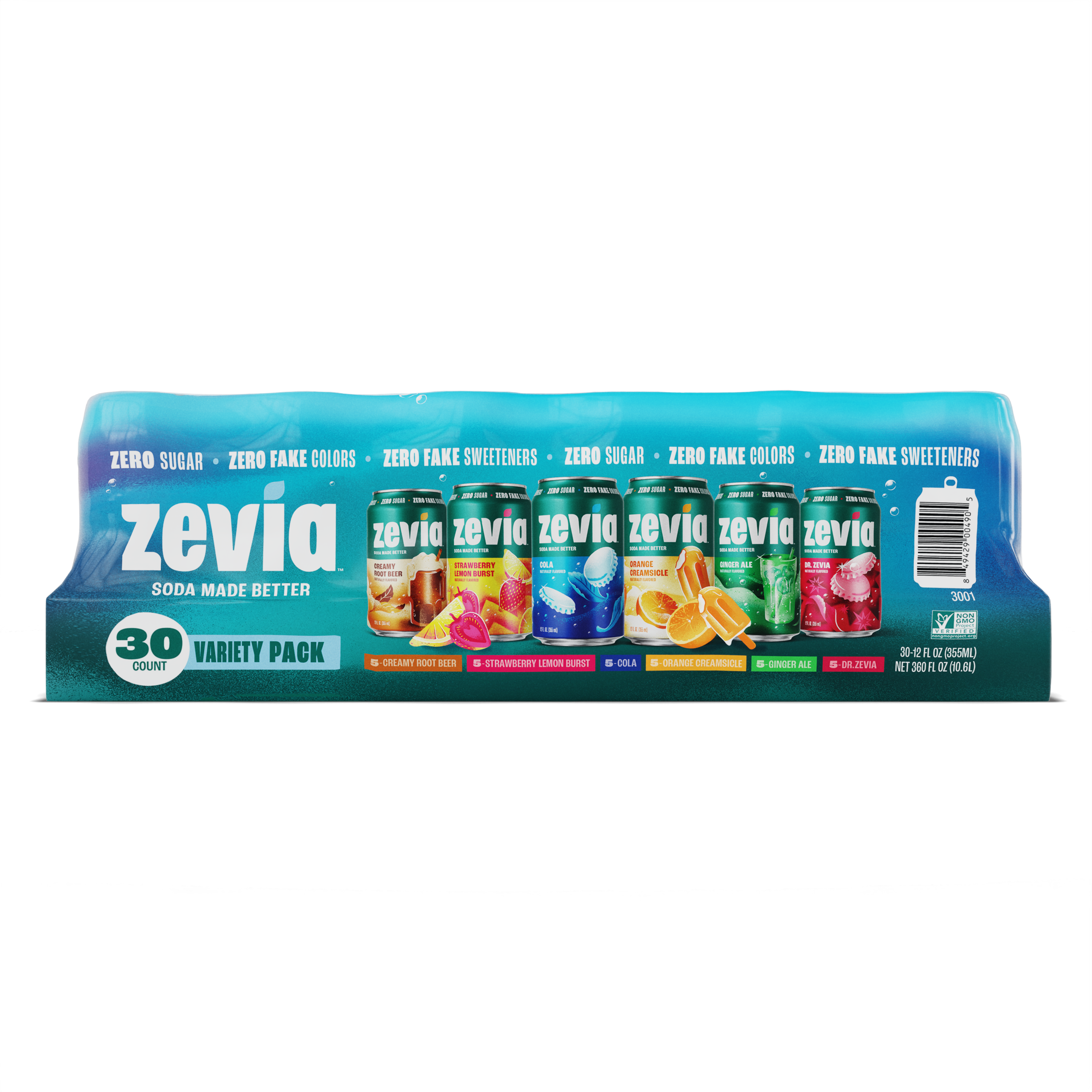 Zevia Soda Variety Pack, 30-count