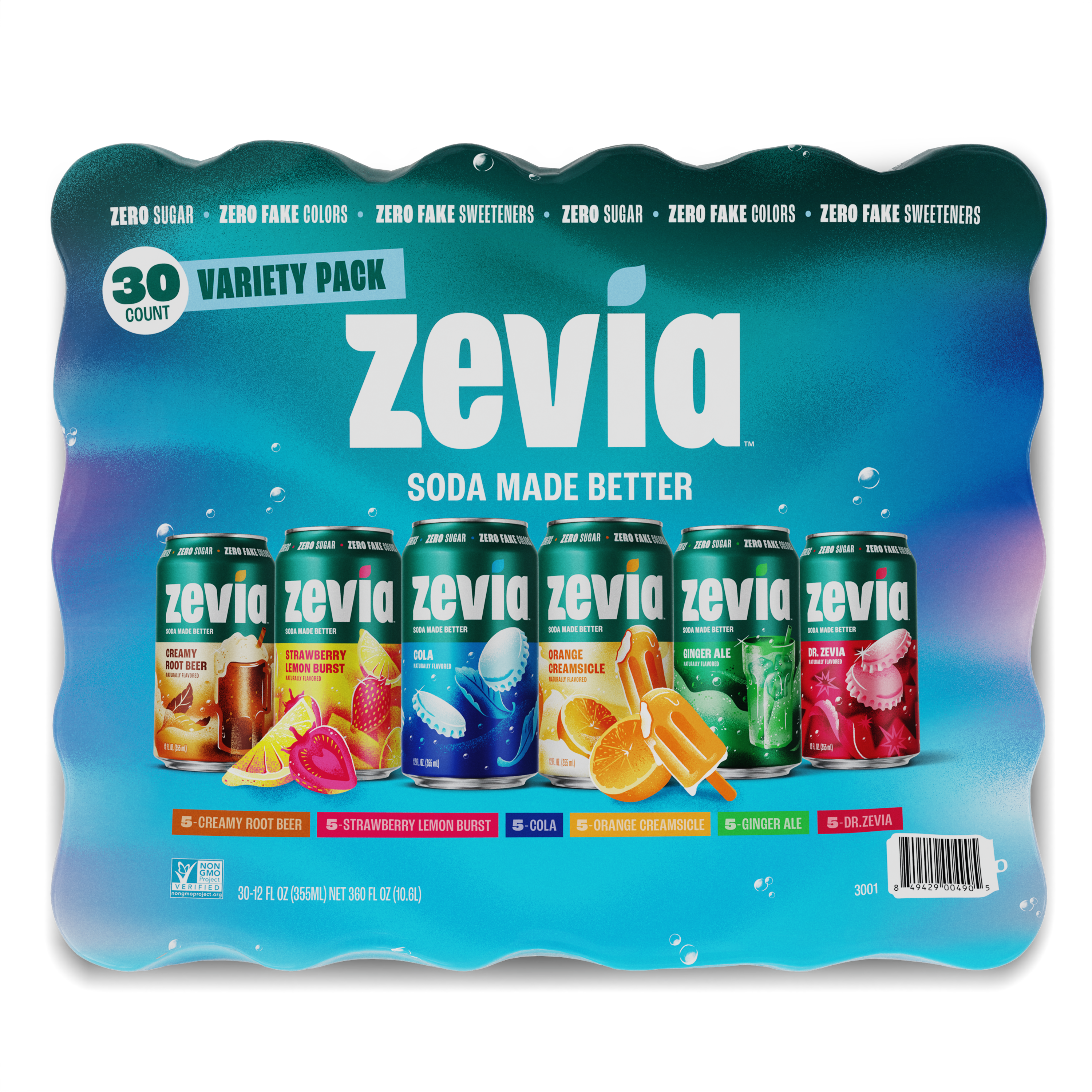 Zevia Soda Variety Pack, 30-count