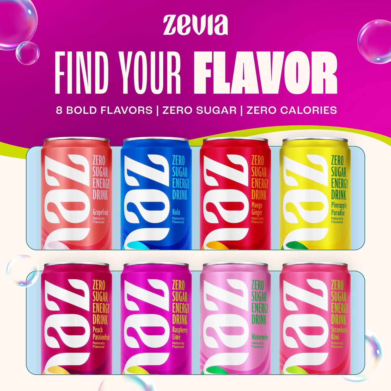 Ade Rizkii Suwanda出品 Zevia Energy 4 Flavor Classic Variety Pack | Zero Sugar, Zero Calories