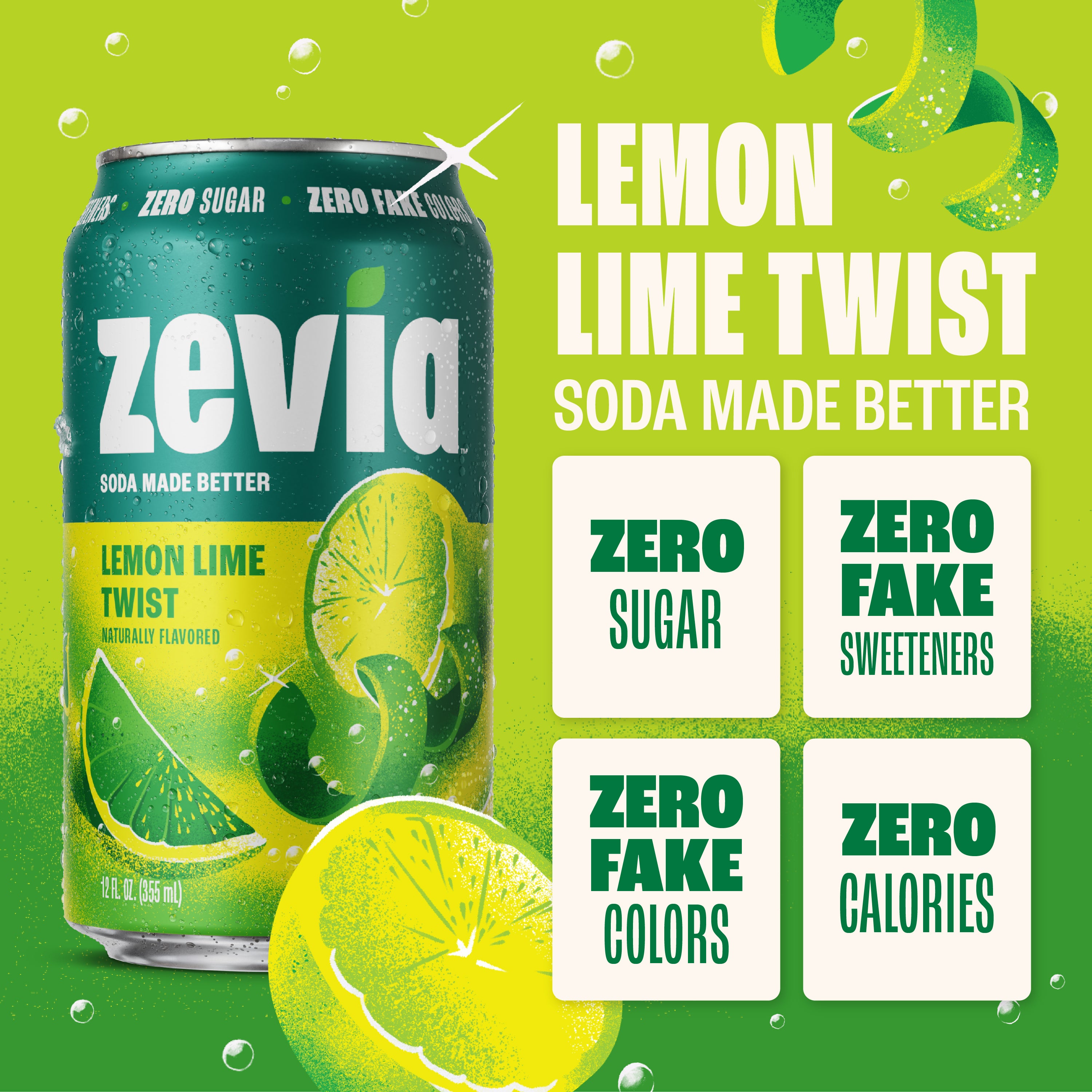 Zevia Lemon Lime Twist | Zero Sugar, Zero Calories