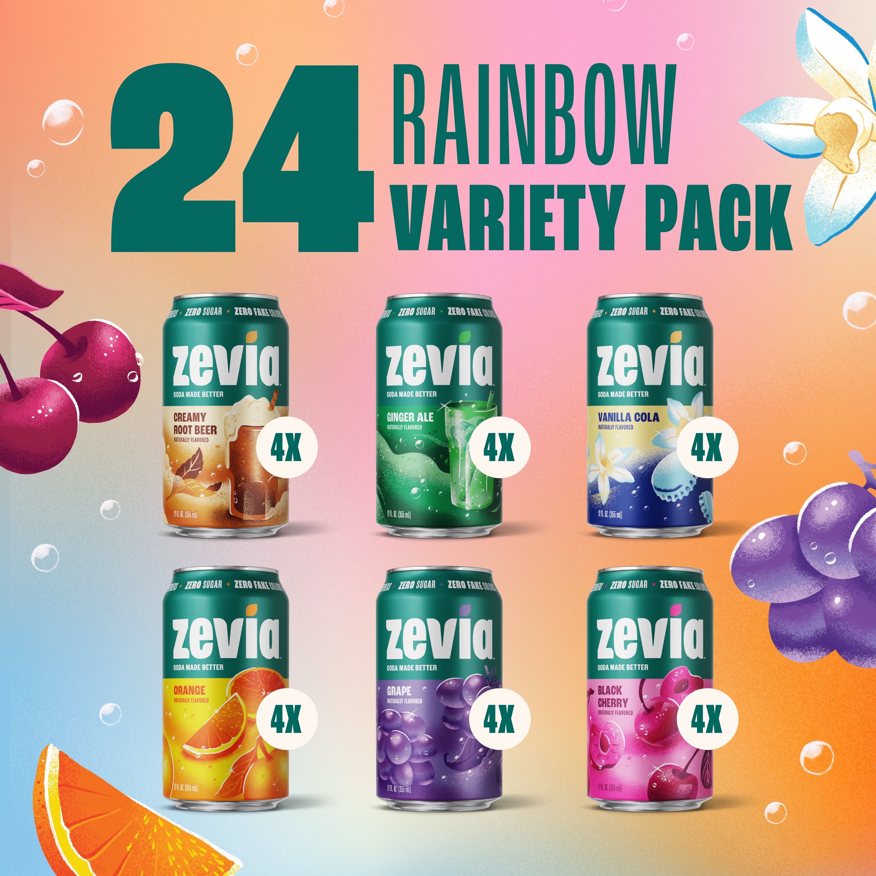 6-Flavor Rainbow Soda Variety Pack