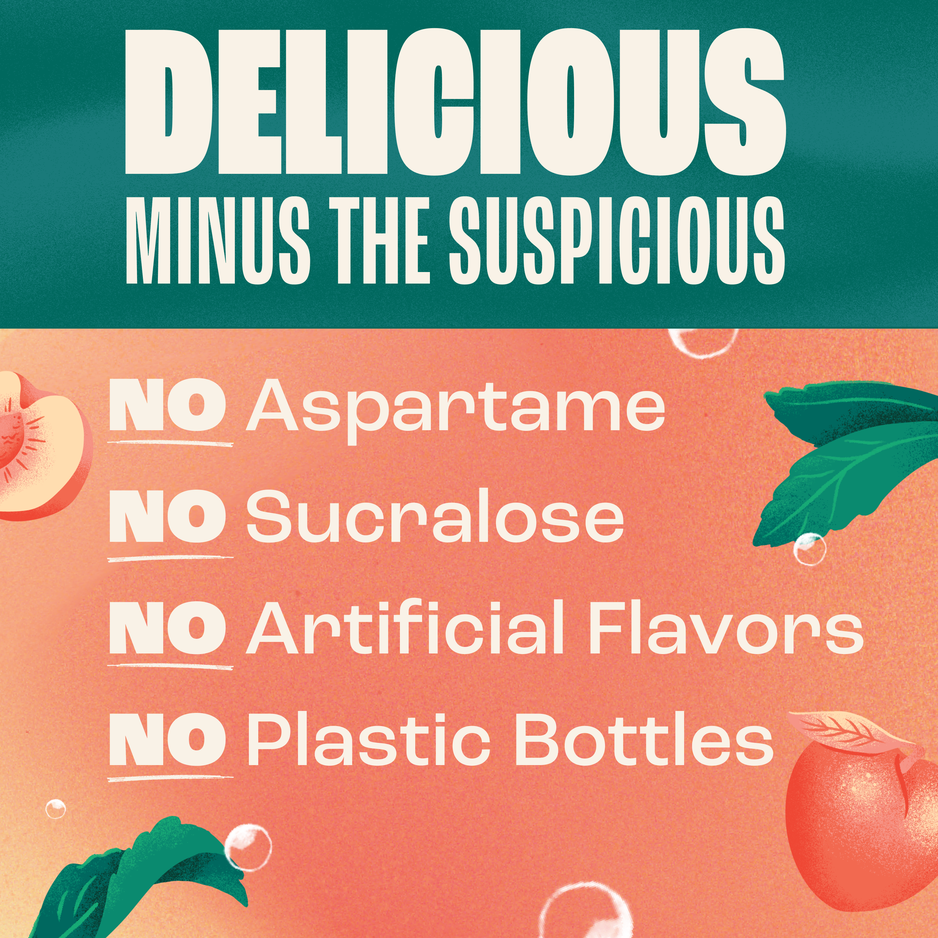 Product label with text about ingredients and packaging on a colorful background